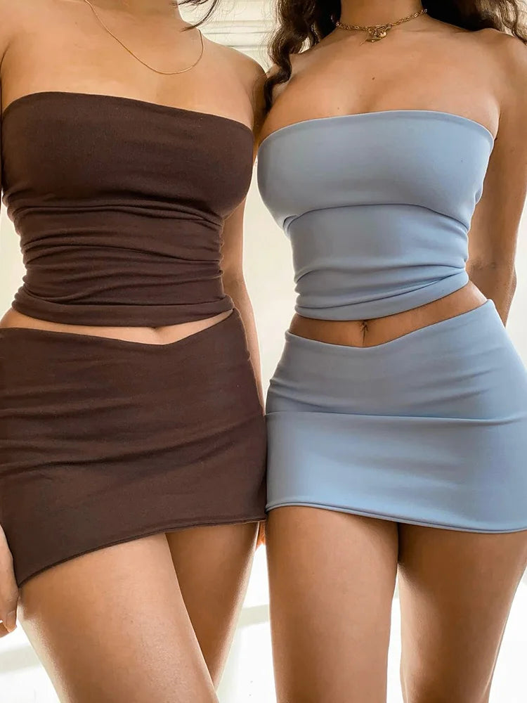 Tube Top And Mini Skirt Set