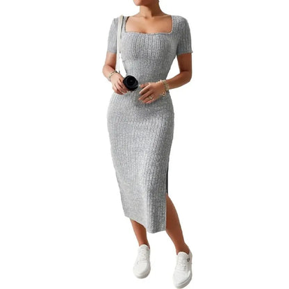 Versatile Knitted Slit Dress