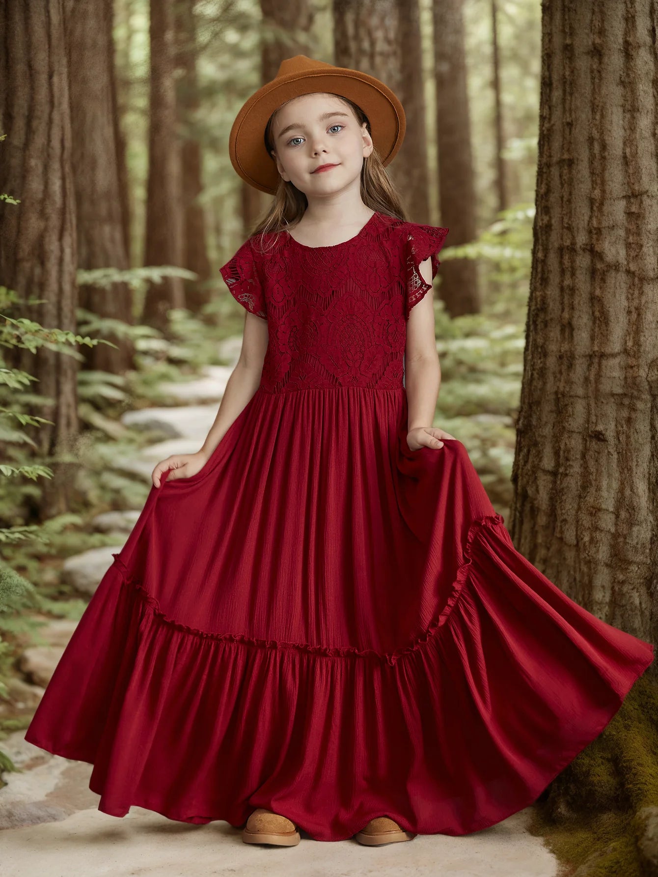 Girls Lace Flower Party Dress