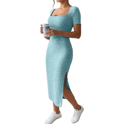 Versatile Knitted Slit Dress