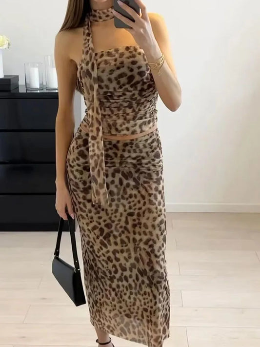 Leopard Skirt And Top Set