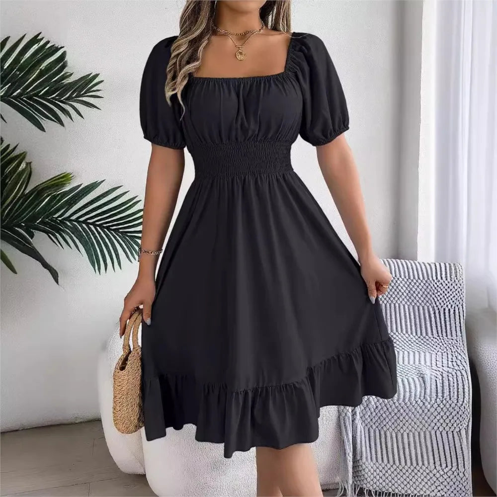 Women's Casual Square Neck Midi Dress