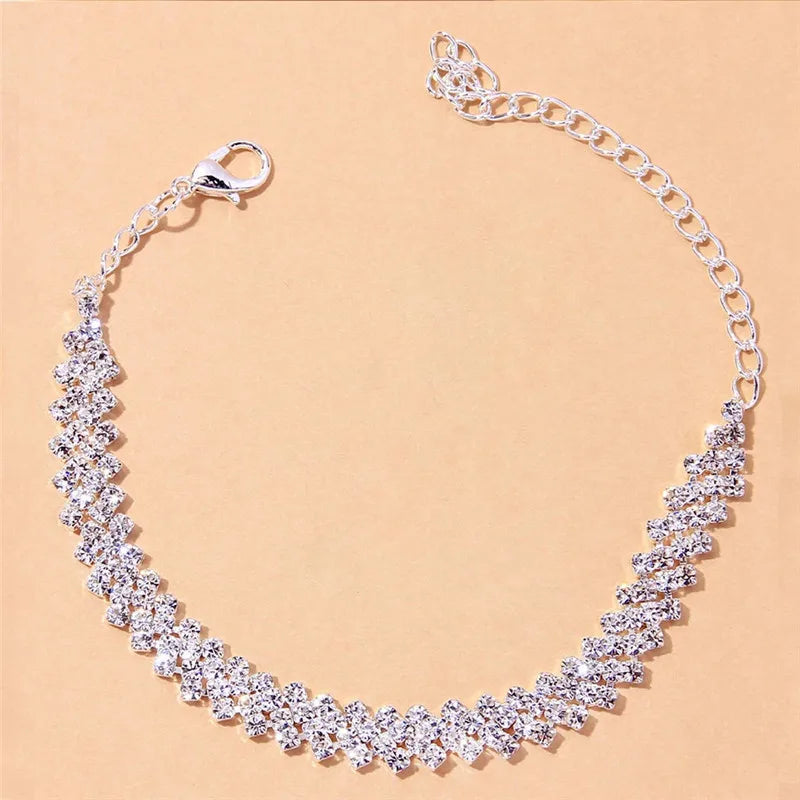 Shining Cubic Zirconia Chain Anklet for Women