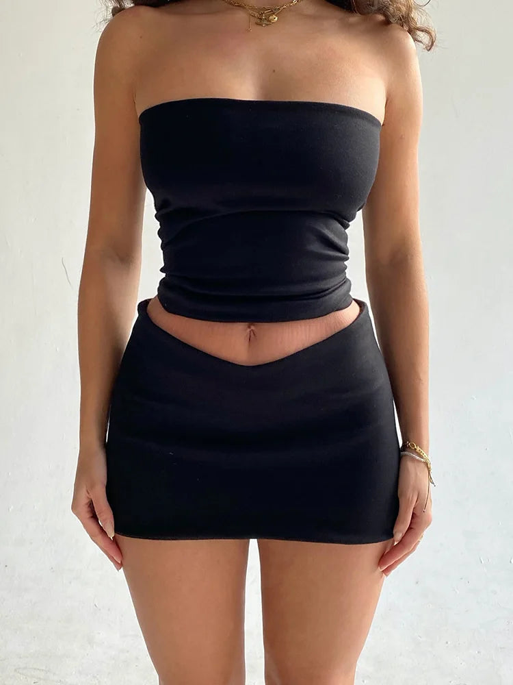 Tube Top And Mini Skirt Set