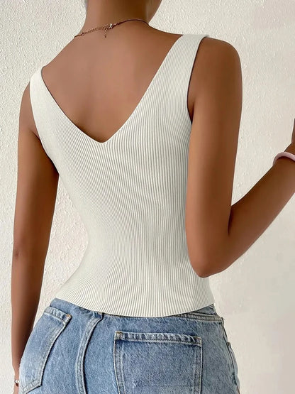 Drawstring Front Ribbed Knit Top