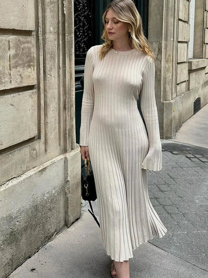 Pleated Knitted Maxi Dress