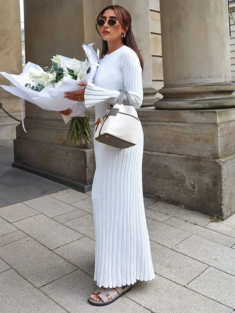 Pleated Knitted Maxi Dress