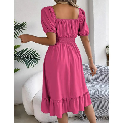 Women's Casual Square Neck Midi Dress