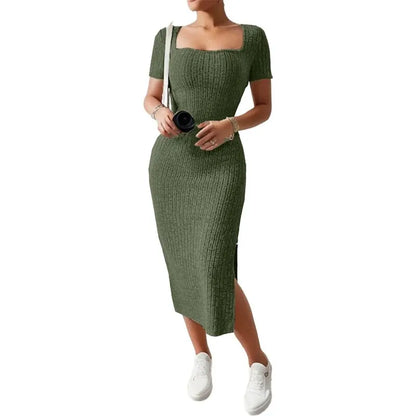 Versatile Knitted Slit Dress