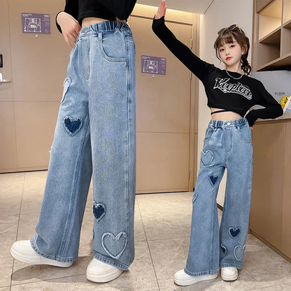 Girls Denim Wide Leg Pants