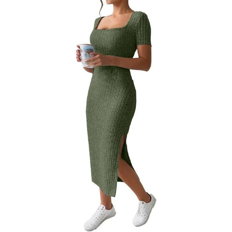 Versatile Knitted Slit Dress