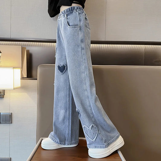 Girls Denim Wide Leg Pants