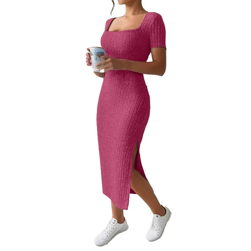 Versatile Knitted Slit Dress