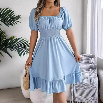 Women's Casual Square Neck Midi Dress