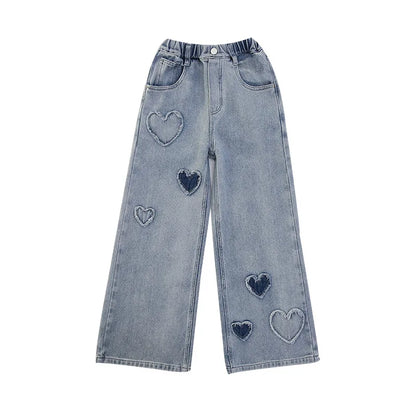 Girls Denim Wide Leg Pants