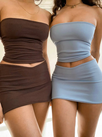 Tube Top And Mini Skirt Set