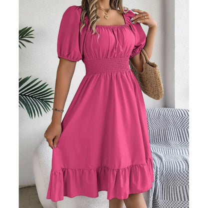 Women's Casual Square Neck Midi Dress